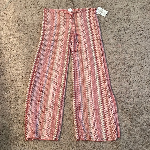 BECCA Swim Womens Pink Seethrough Bathing Suit Cover Up Pants With